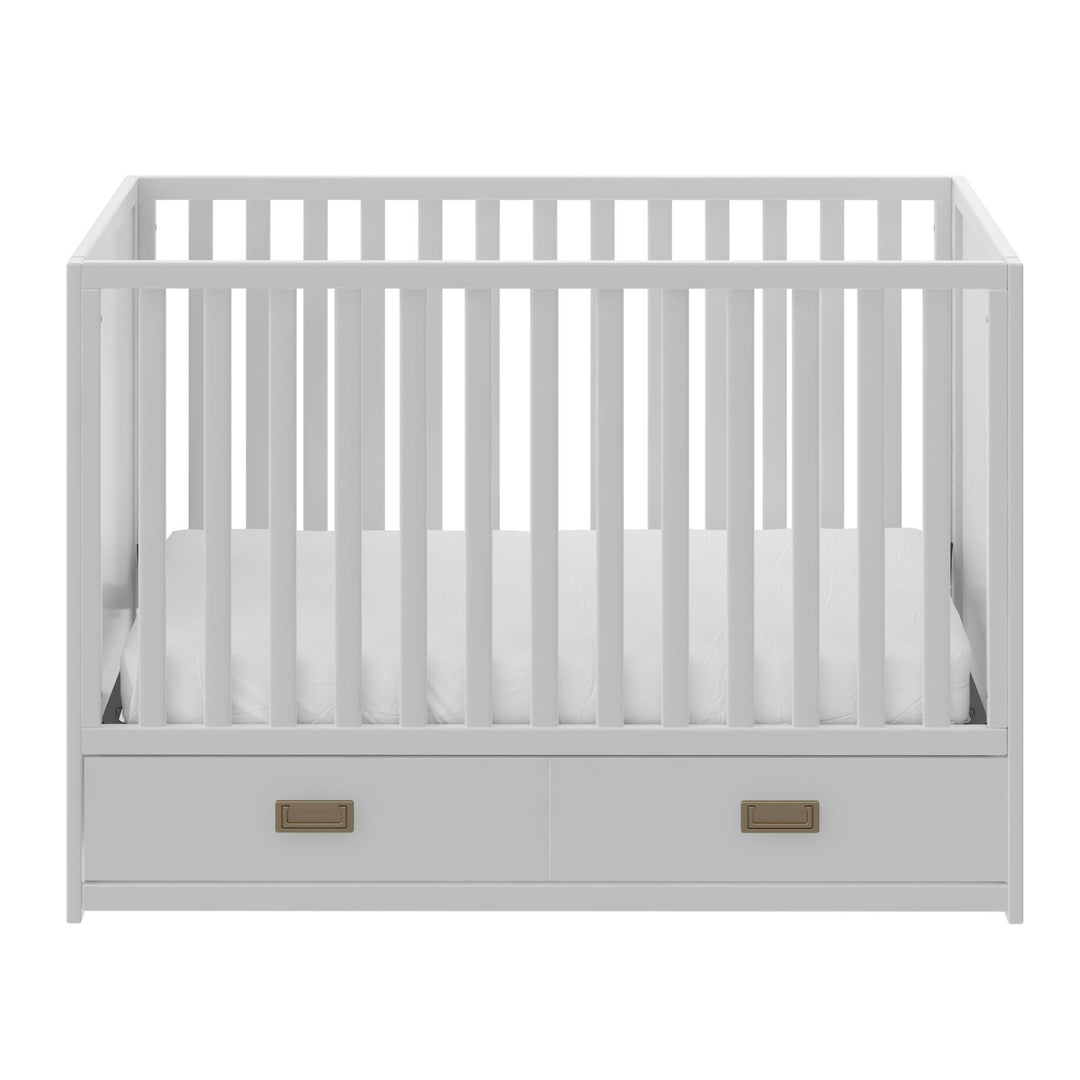Haven 3 in 1 Convertible Wood Storage Crib  -  White