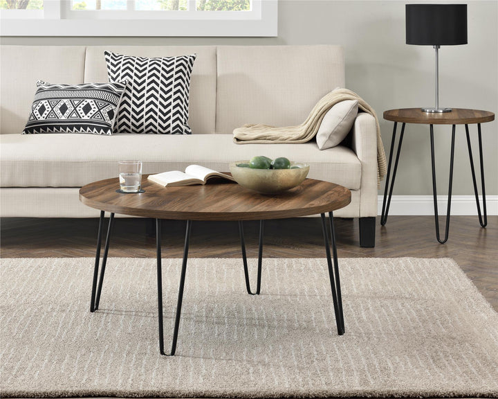 Coffee table with unique hairpin leg design by Owen -  Florence Walnut