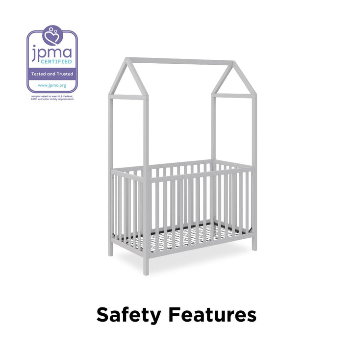 Rowan Valley Skyler Convertible Wood Stylish Canopy Crib - Dove Gray
