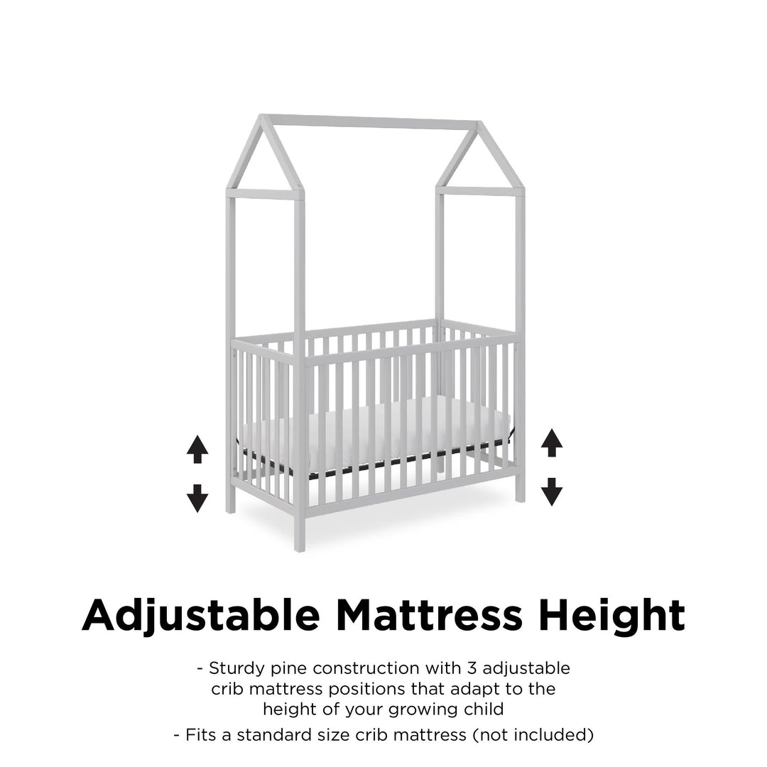 Rowan Valley Skyler Convertible Wood Stylish Canopy Crib - Dove Gray