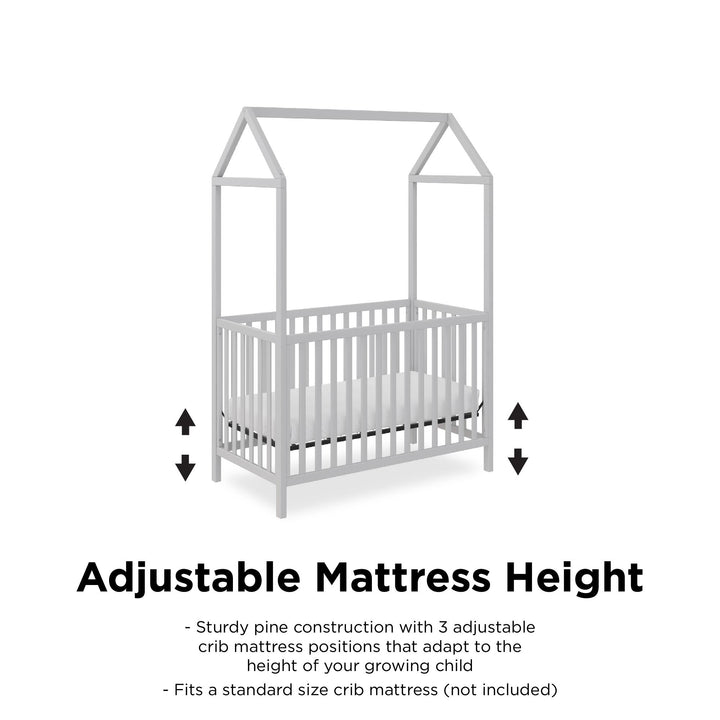 Rowan Valley Skyler Convertible Wood Stylish Canopy Crib - Dove Gray