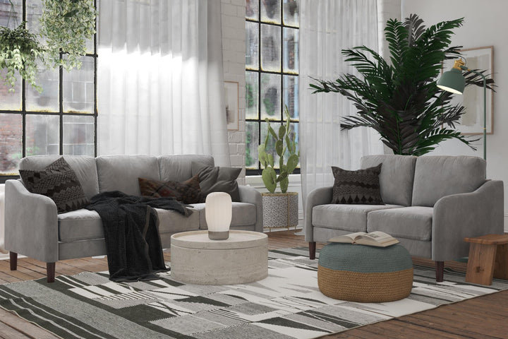 Marbella Velvet Upholstered 2-Seater Loveseat Sofa - Gray