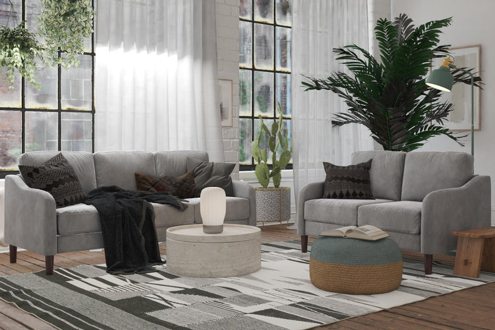 Marbella Velvet Upholstered 3-Seater Sofa - Gray