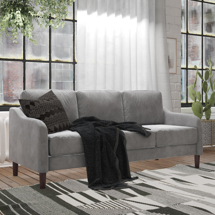 Marbella Velvet Upholstered 3-Seater Sofa - Gray