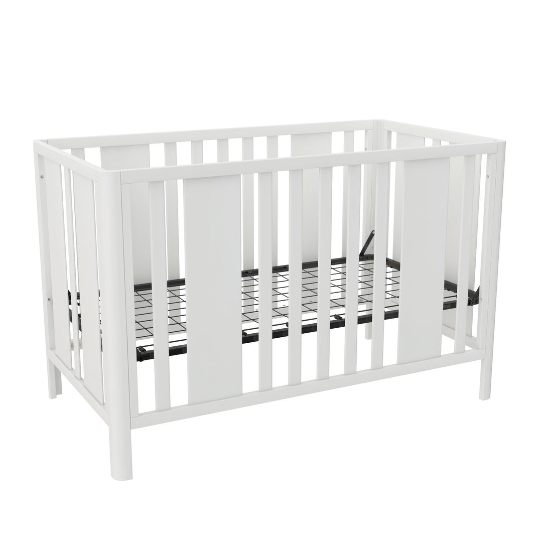 Crawford Curved Post 3 in 1 Crib with Adjustable Heights - White
