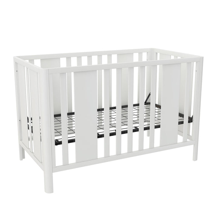 Crawford Curved Post 3 in 1 Crib with Adjustable Heights - White