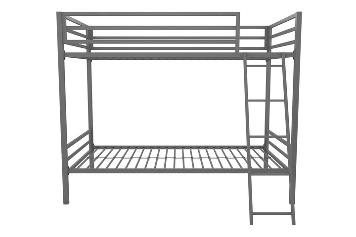 Maxwell Twin-Over-Twin Metal Bunk Bed  -  Gray 