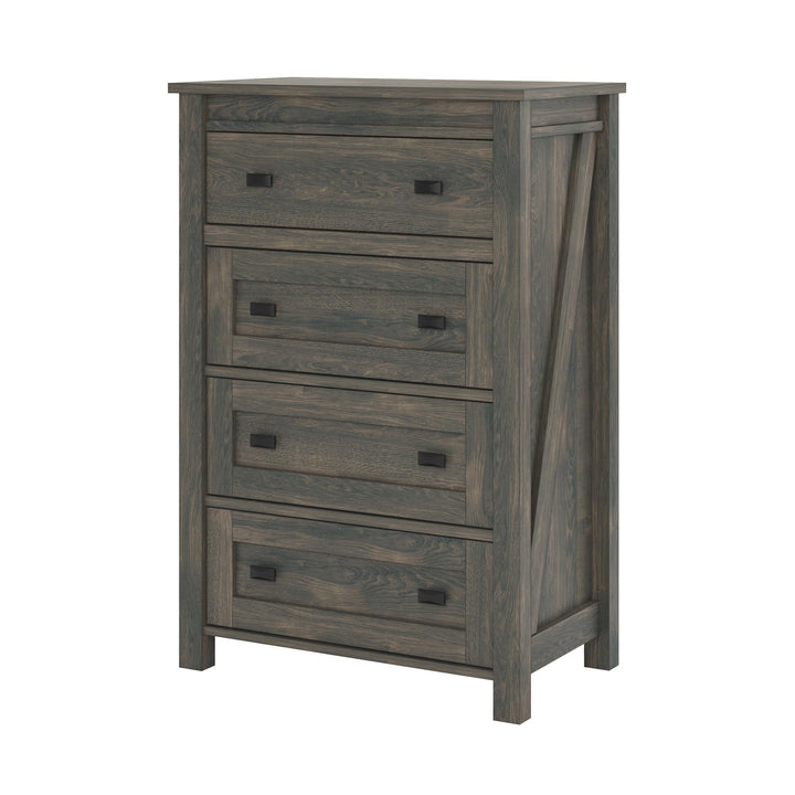 Rustic Farmington 4 Drawer Dresser with Linen Interiors -  Weathered Oak