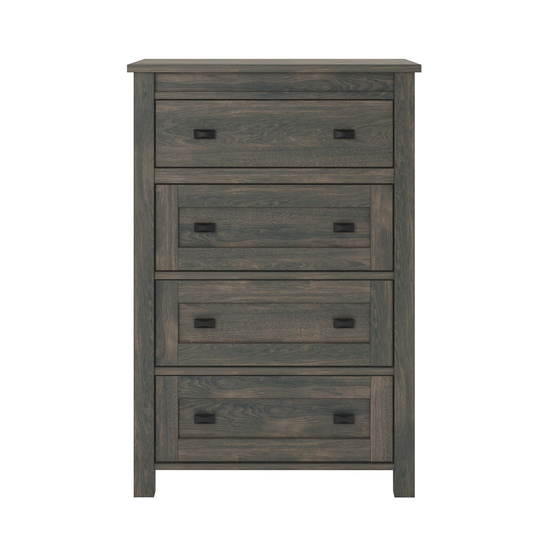 Farmington Rustic 4 Drawer Dresser with Linen Interiors -  Weathered Oak