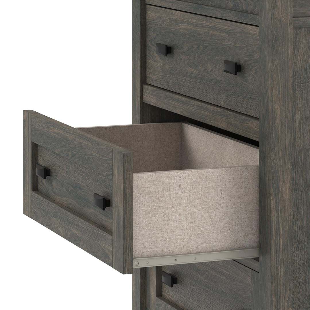 Farmington 4 Drawer Rustic Dresser with Linen Interiors -  Weathered Oak