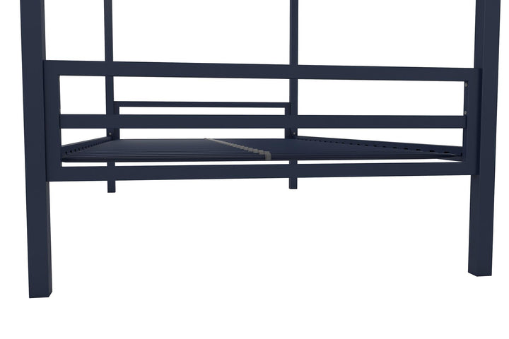 Twin-over-twin bunk bed with ladder -  Navy 