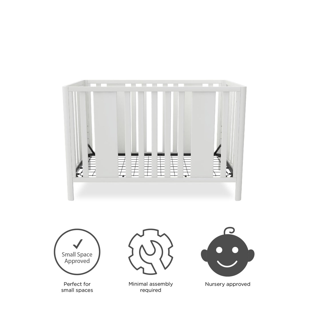 Crawford Curved Post 3 in 1 Crib with Adjustable Heights - White