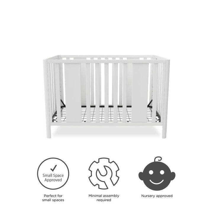 Crawford Curved Post 3 in 1 Crib with Adjustable Heights - White