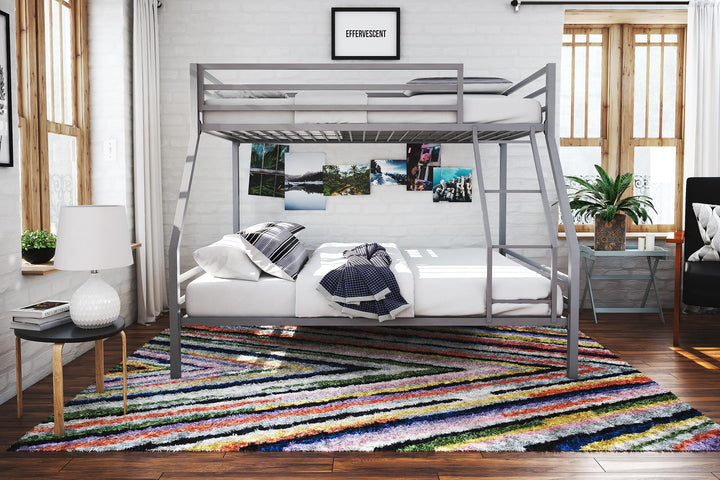 Metal bunk bed with ladder -  Gray 