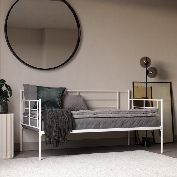 metal daybed with frame and slats - White - Twin Size