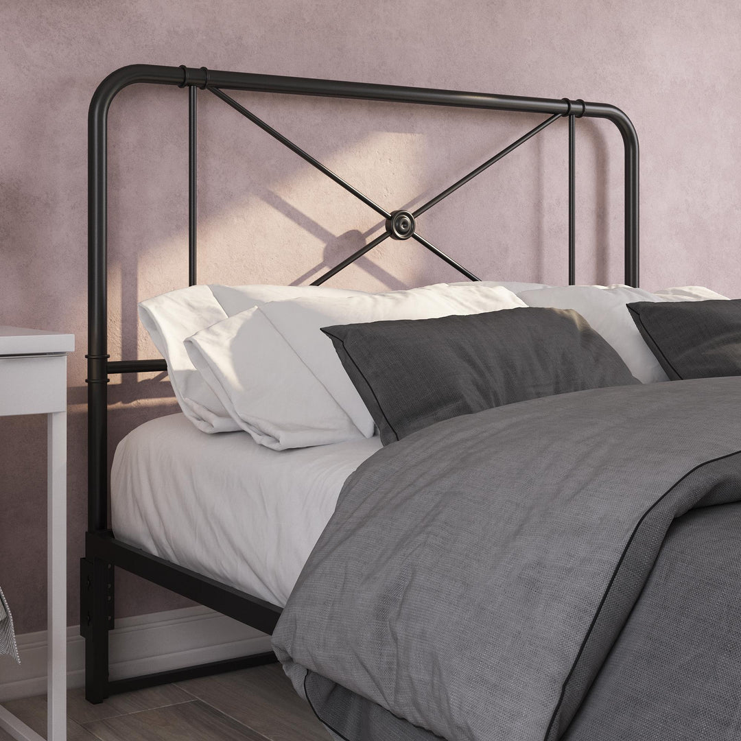 metal headboard with matte finish - Black - Full/Queen Size
