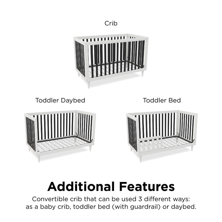 Rowan Valley Flint 3 in 1 Crib with Adjustable Heights - White