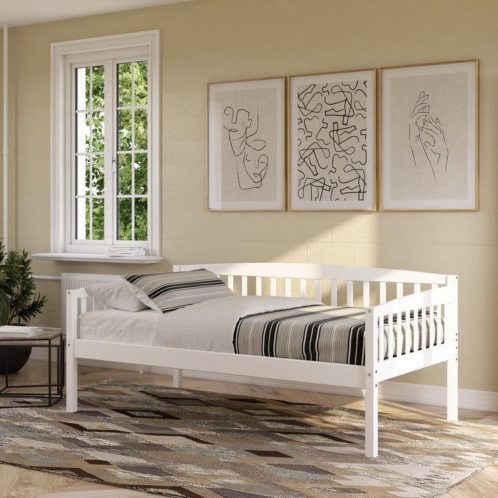 Comfortable daybed with wooden support -  White - Twin