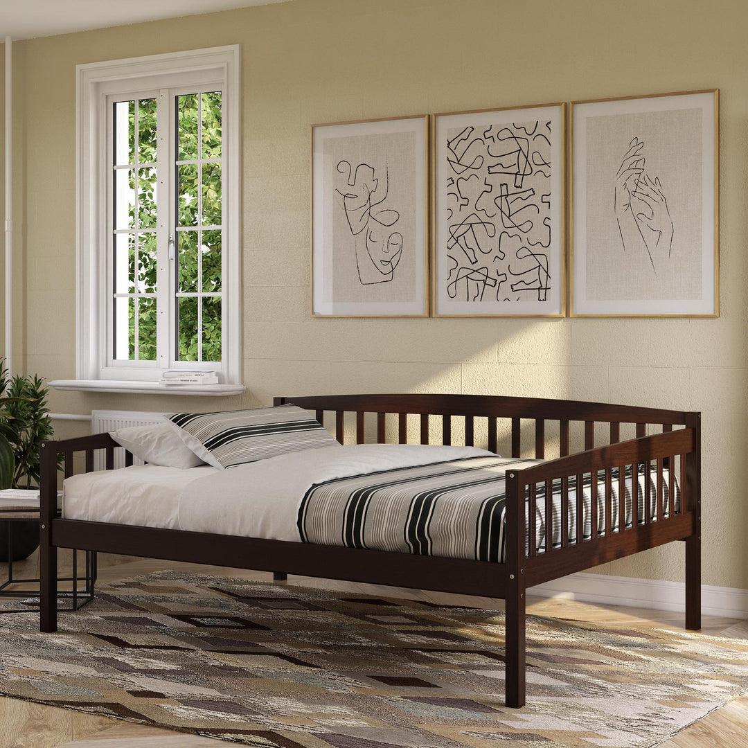 Comfortable daybed with wooden support -  Espresso - Full