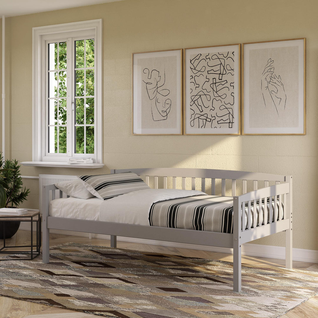Solid wood daybed with slats -  Gray -Twin