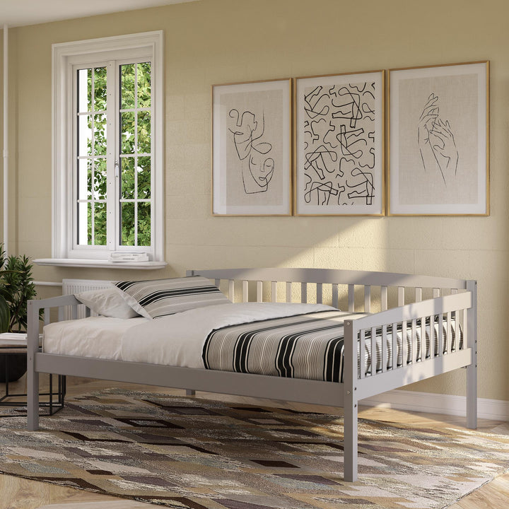 Comfortable daybed with wooden support -  Gray - Full