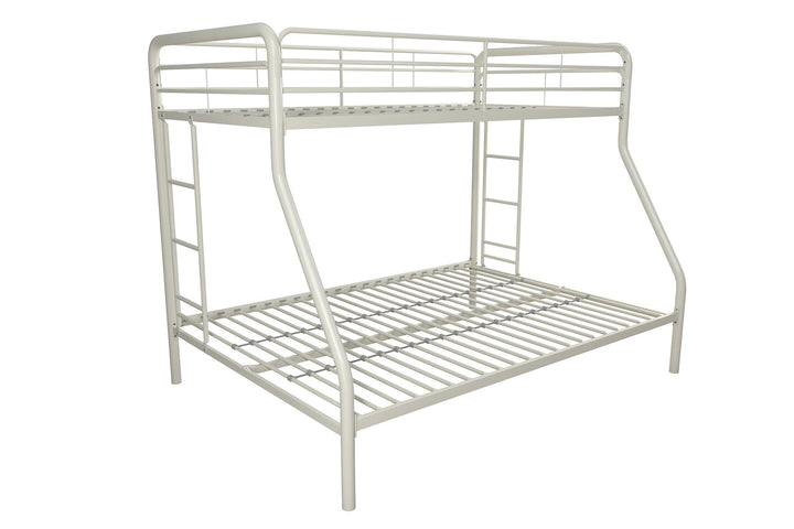 Dusty Twin over Full Metal Bunk Bed with Integrated Ladder - White - Twin-Over-Full