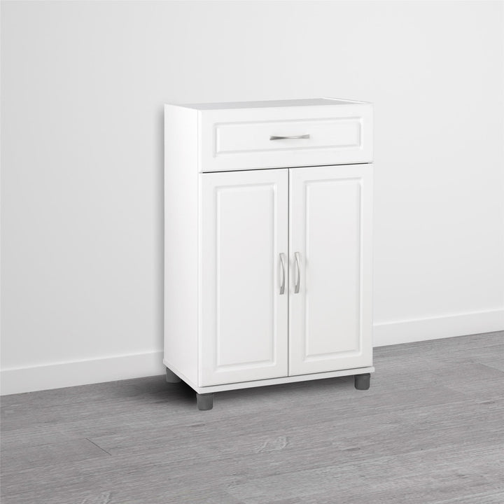 Kendall 24 Inch Multipurpose 2 Door Base Storage Cabinet with Drawer - White