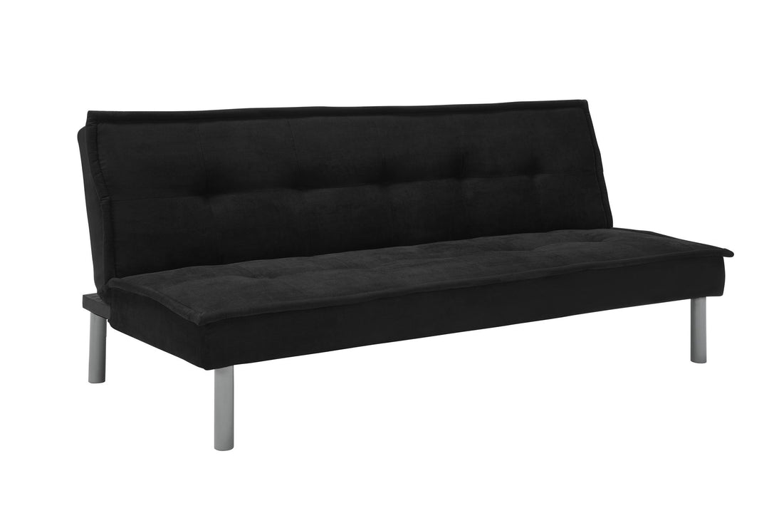 Kent Futon with Microfiber Cover and Sturdy Metal Legs - Black