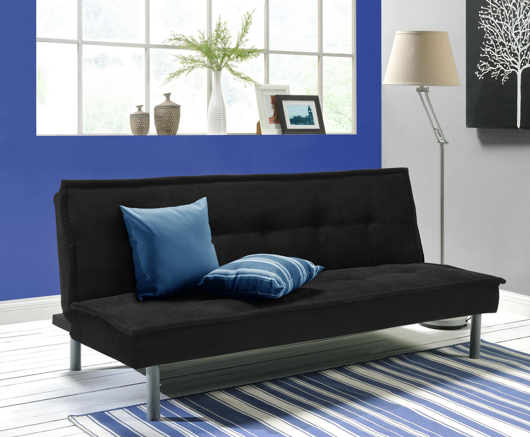 Kent Futon with Microfiber Cover and Sturdy Metal Legs - Black