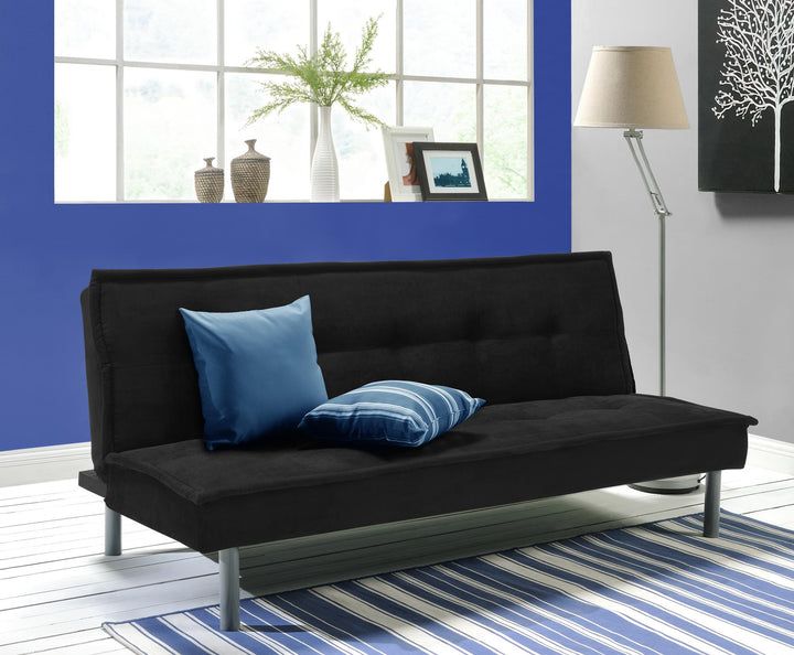 Kent Futon with Microfiber Cover and Sturdy Metal Legs - Black