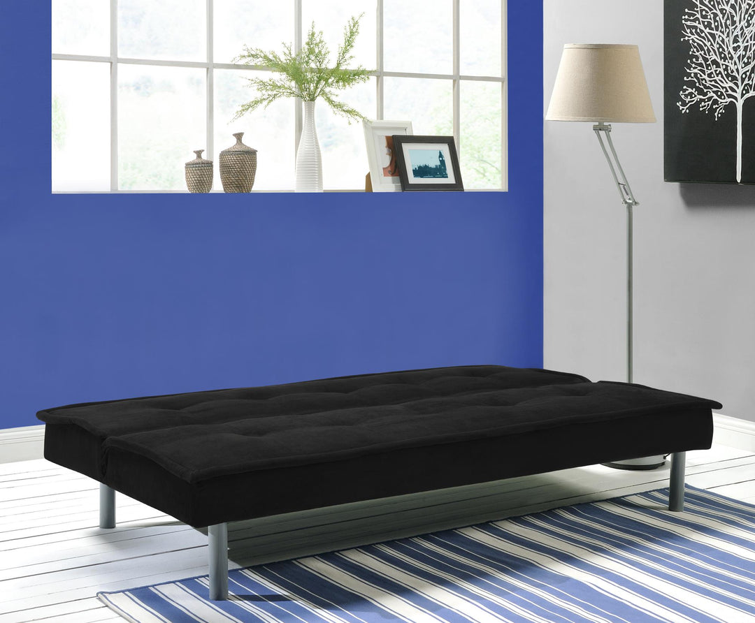 Kent Futon with Microfiber Cover and Sturdy Metal Legs - Black