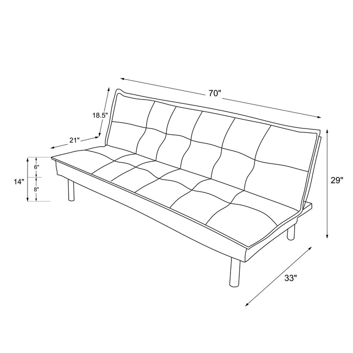 Kent Futon with Microfiber Cover and Sturdy Metal Legs - Black