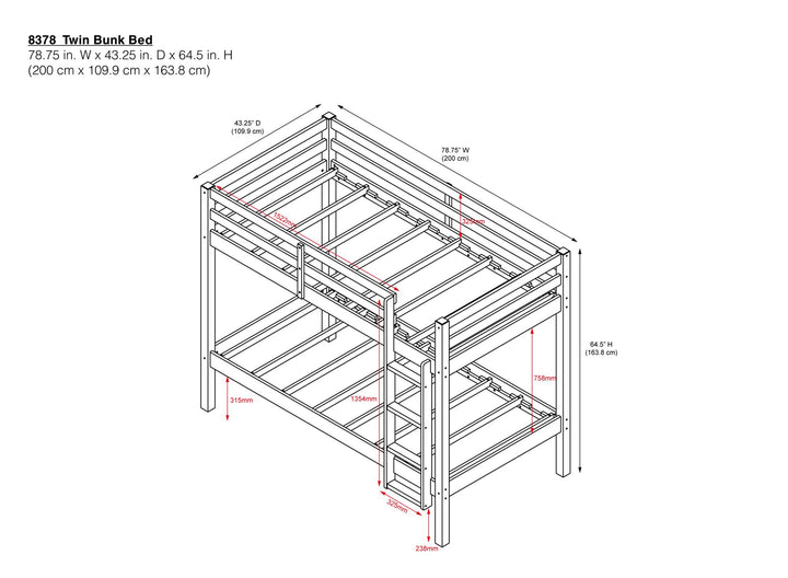 Twin size Indiana bunk solution -  White - Twin-Over-Twin