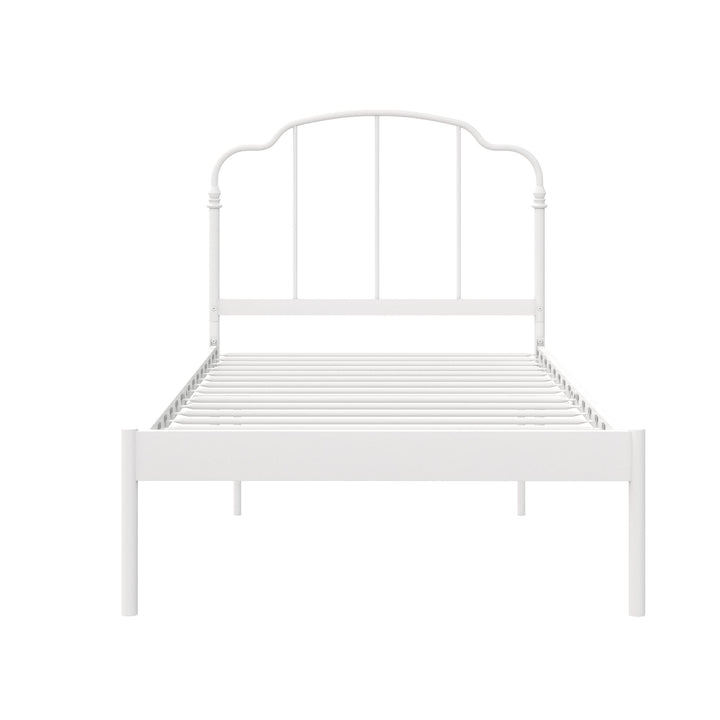 metal frame slatted bed base - White - Twin Size