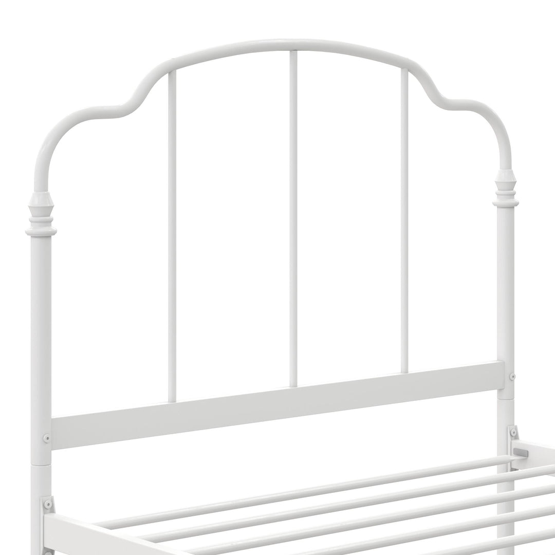 metal bed frame with headboard - White - Twin Size