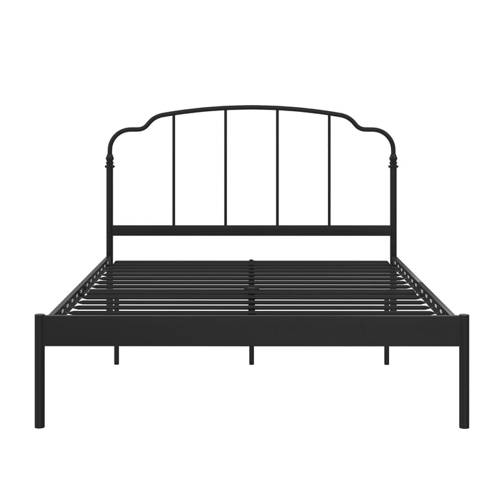 metal frame slatted bed base - Black - Queen Size