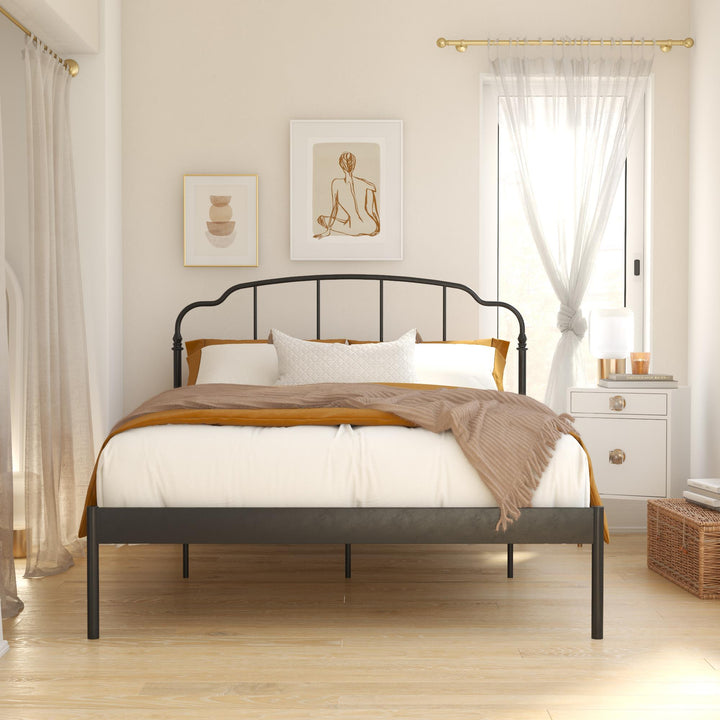metal bed with adjustable height - Black - Queen Size