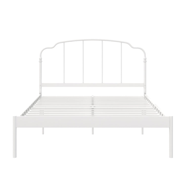 metal frame slatted bed base - White - Queen Size