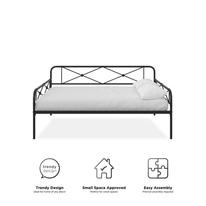 Allysa Metal Daybed with Steel Frame - Black - Full