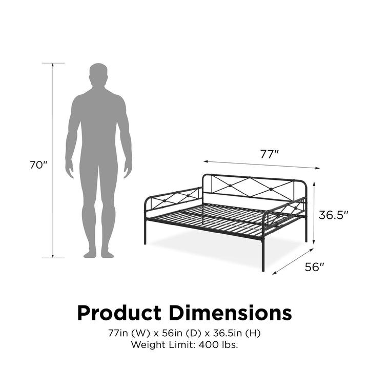Allysa Metal Daybed with Steel Frame - Black - Full