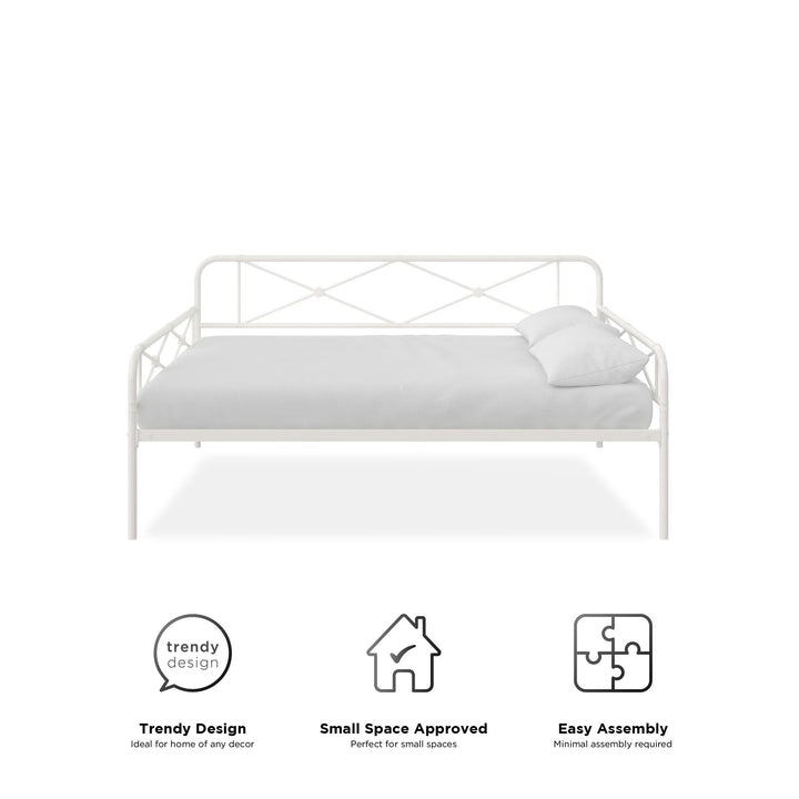 Allysa Metal Daybed with Steel Frame - White - Full
