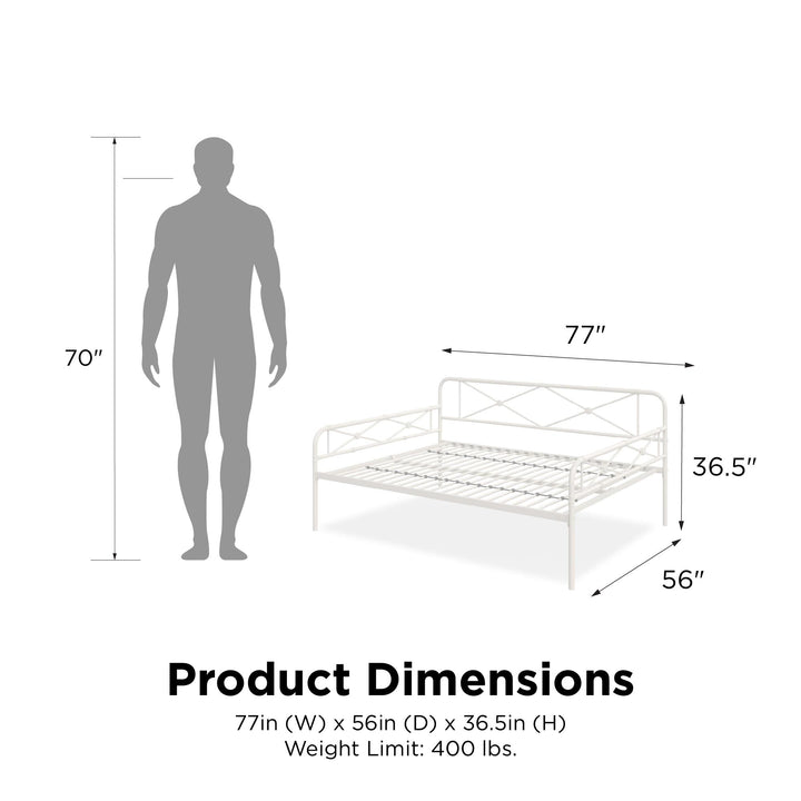 Allysa Metal Daybed with Steel Frame - White - Full