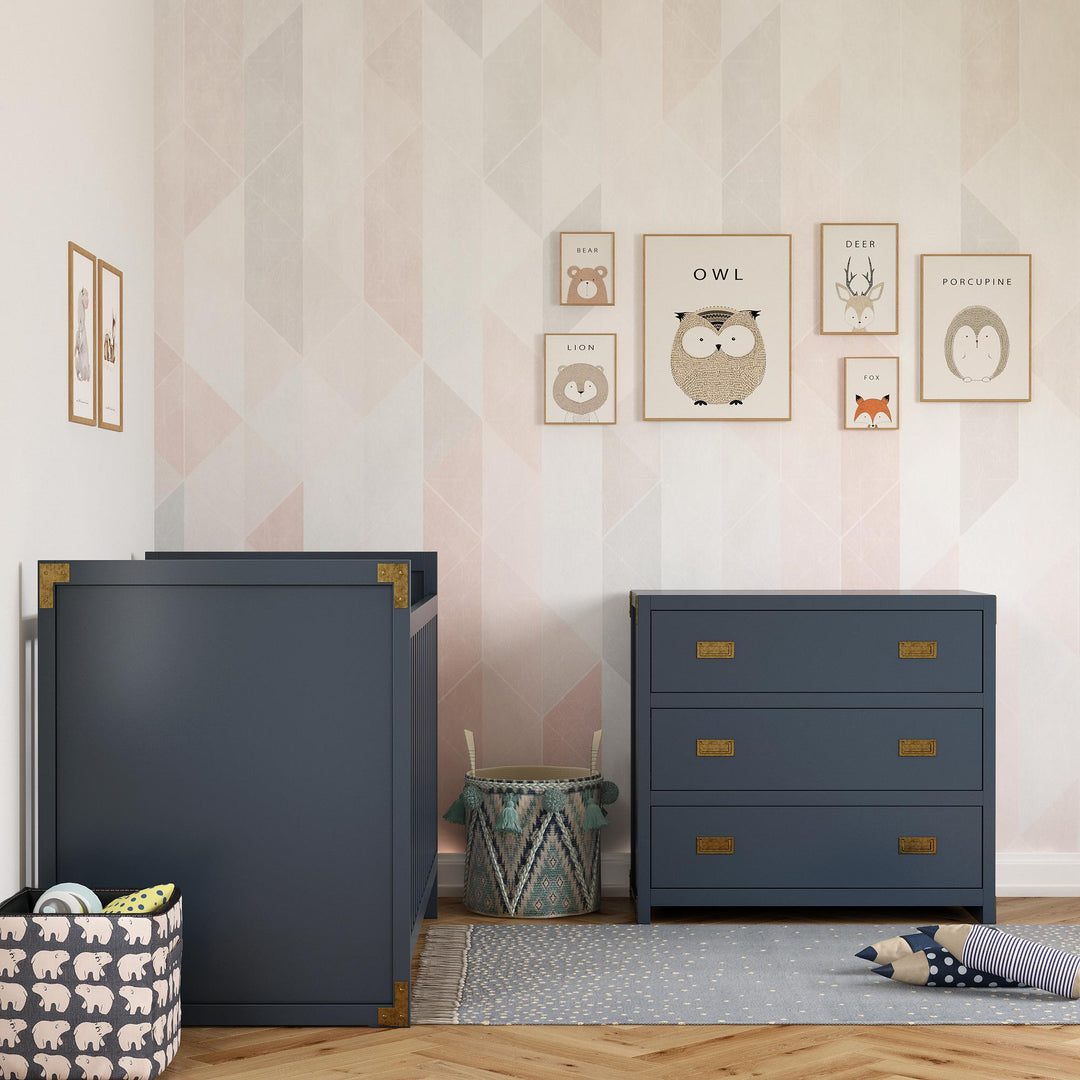 Miles Wood Dresser with 3 Drawers -  Graphite Blue