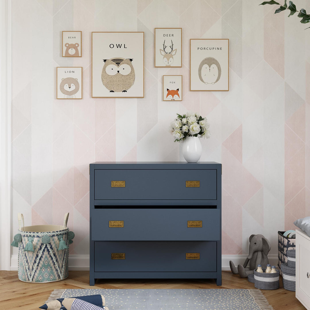 Best 3-Drawer Dresser with Brass Handles -  Graphite Blue