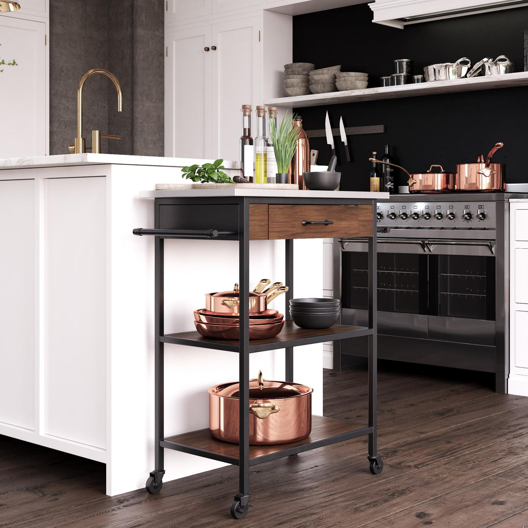 Kitchen cart with towel holders -  Brown
