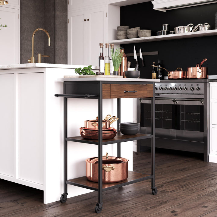 Kitchen cart with towel holders -  Brown