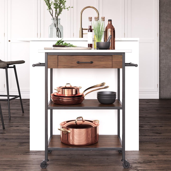 Kane mobile kitchen storage cart -  Brown