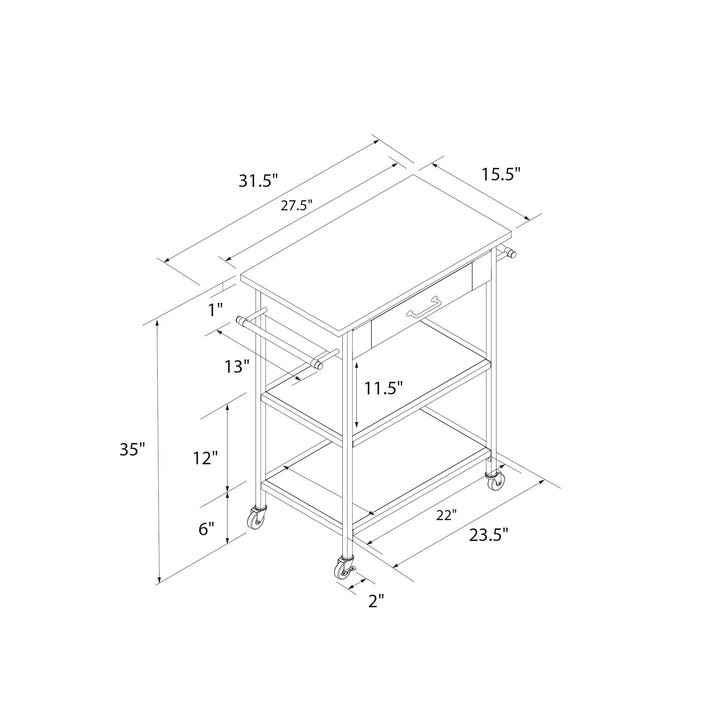 1 drawer kitchen trolley Kane -  Brown