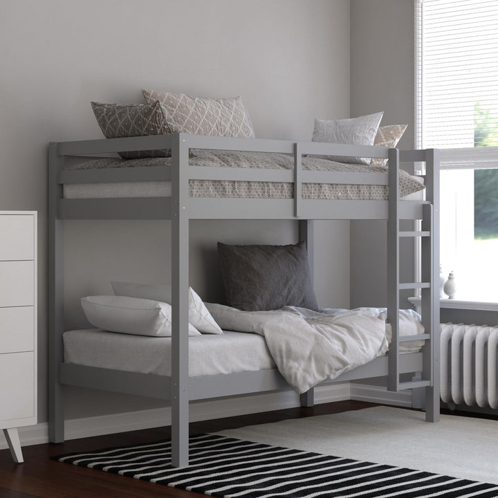 Bunk bed with built-in ladder -  Gray - Twin-Over-Twin