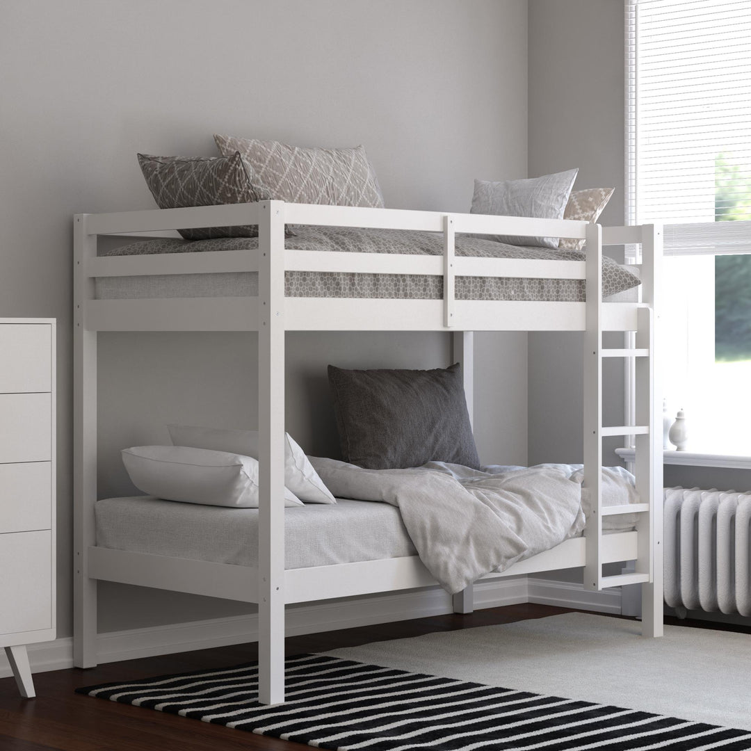 Indiana wooden twin bunk bed -  White - Twin-Over-Twin